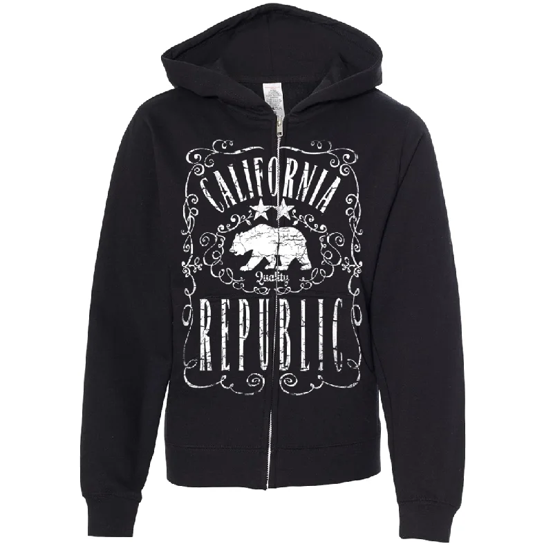 Basic Version California Republic JD Whiskey Premium Youth Zip-Up Hoodie