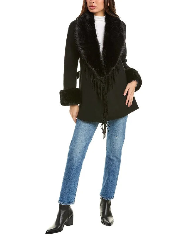 Versatile Items Stella + Lorenzo Fringe Wool-Blend Coat