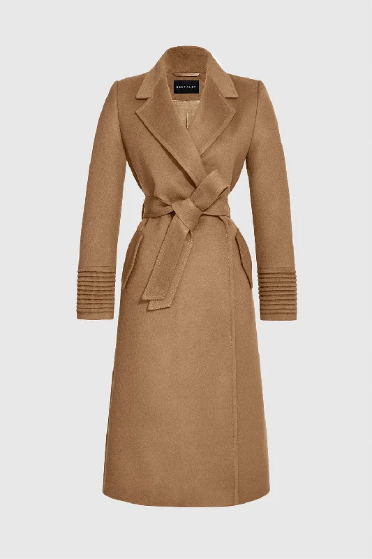 Elegant And Charming Baby Alpaca Long Notched Collar Wrap Coat