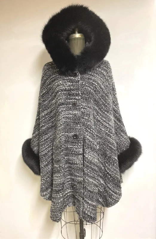 Simple And Comfortable Erica Cape - 100% Pure Virgin Wool Boucle