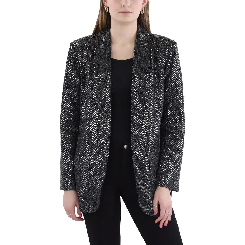 Sexy Fun Womens Metallic Polyester Open-Front Blazer