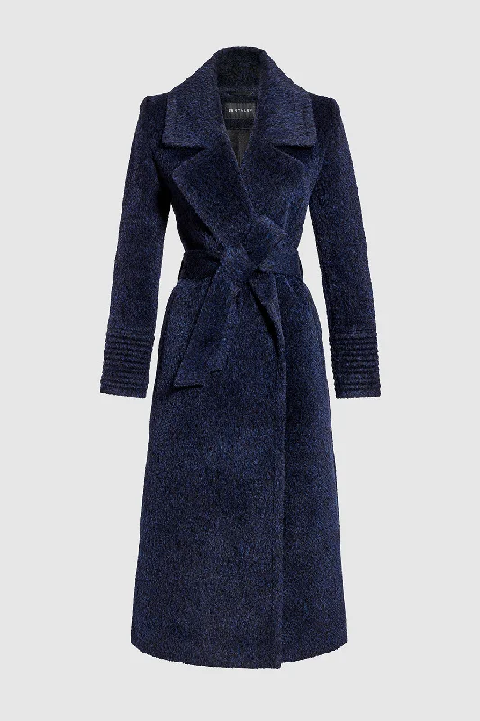 Noble And Elegant Bouclé Alpaca Long Notched Collar Wrap Coat