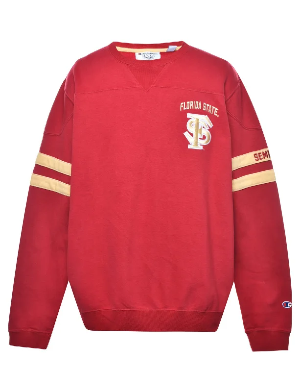 Exquisite Details Red Plain Sweatshirt - L