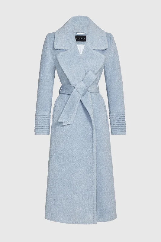 Sports Fashion Bouclé Alpaca Long Notched Collar Wrap Coat