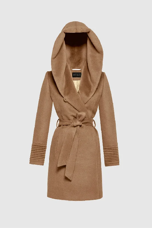 Lazy Home Baby Alpaca Mid Length Hooded Wrap Coat