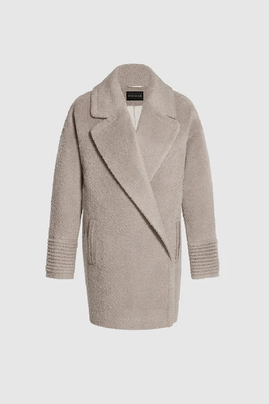 Minimalism Bouclé Alpaca Mid Length Oversized Notched Collar Coat