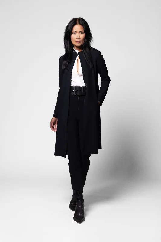 Fashionable And Versatile Reefer Coat - Black