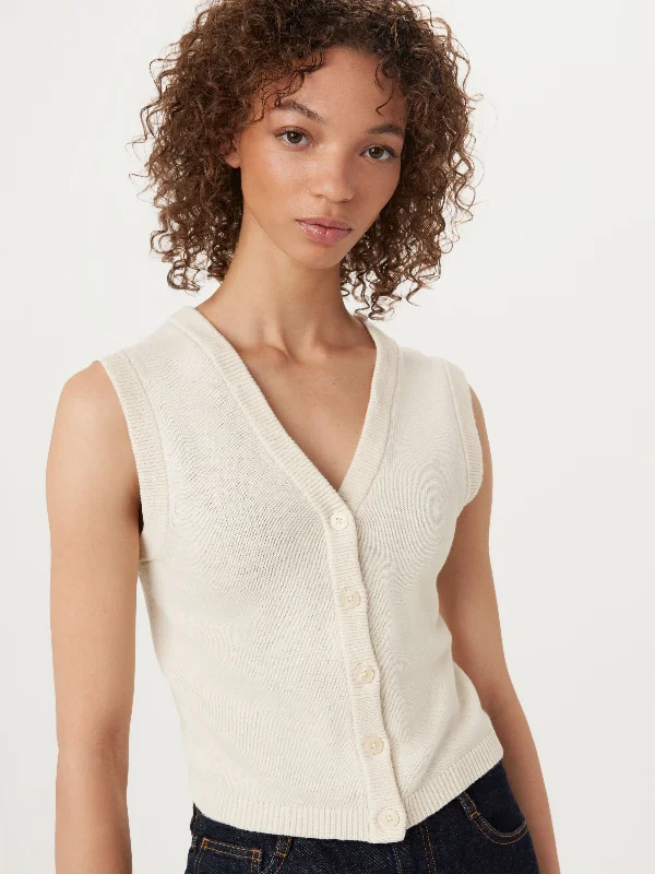 Spring Fashion The Button-Up Sweater Vest in Vanilla