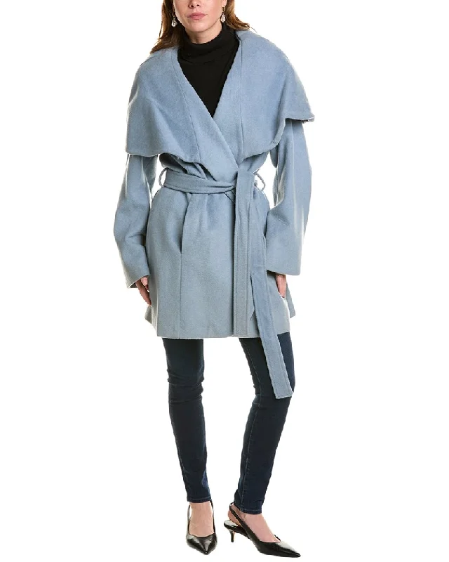 Double-sided Wear Tahari Marla Oversized Wool-Blend Wrap Coat