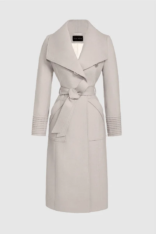 Elegant And Casual Baby Alpaca Long Wide Collar Wrap Coat
