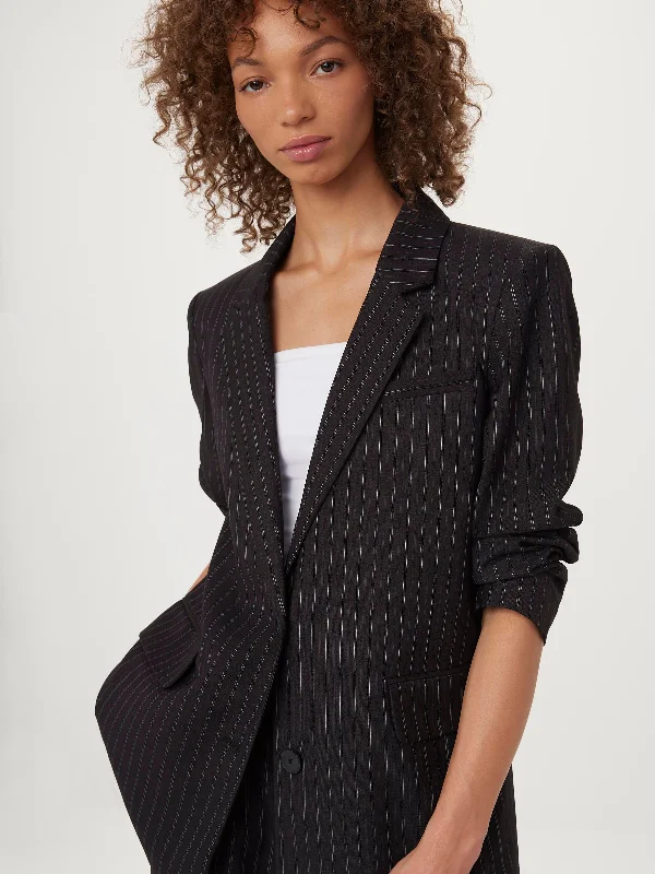 Exquisite Fabrics The Striped 2-Button Blazer in Charcoal Grey