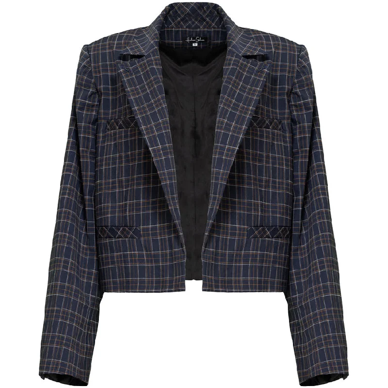 CROPPED JACKET "HAGER" IN CHECKED BLUE