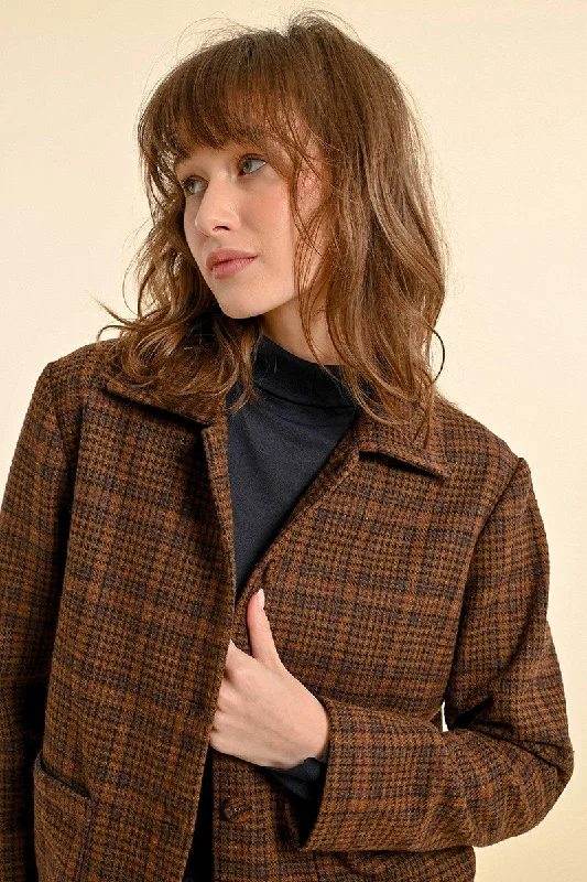 Molly Bracken Chocolate Checked Blazer