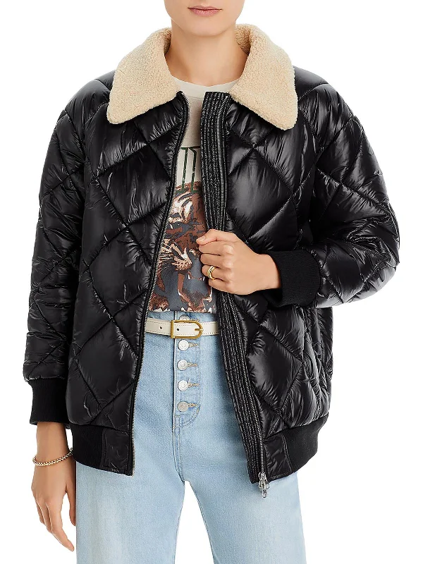 Shay Womens Faux Fur Trim Cold Weather Puffer Jacket