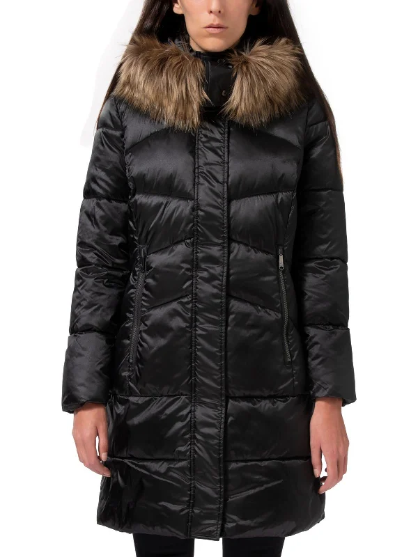 Womens Faux Fur Hooded Parka Coat