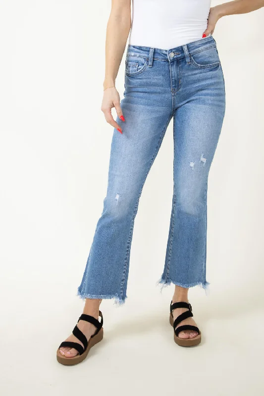 Flying Monkey Mid-Rise Hem Crop Bootcut Jeans for Women | F5011L