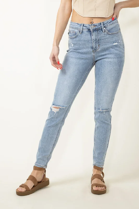 Judy Blue Mid Rise Distressed Skinny Jeans for Women | 88797-LT