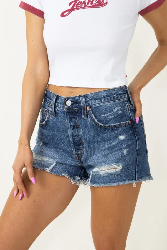 Levi’s 501 High Rise Dark Wash Denim Shorts for Women | 56327-0320