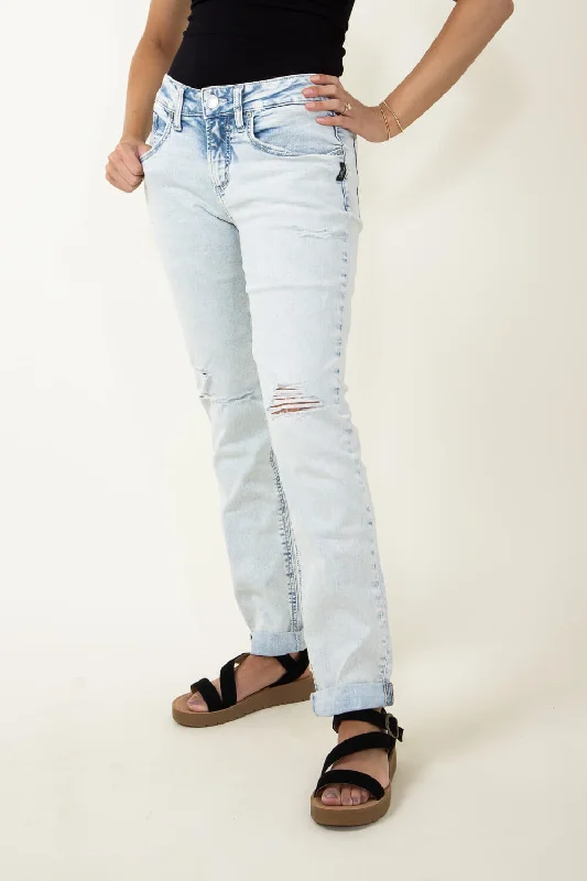 Silver Jeans Rolled Cuff Boyfriend Jeans for Women | L27101CCG163