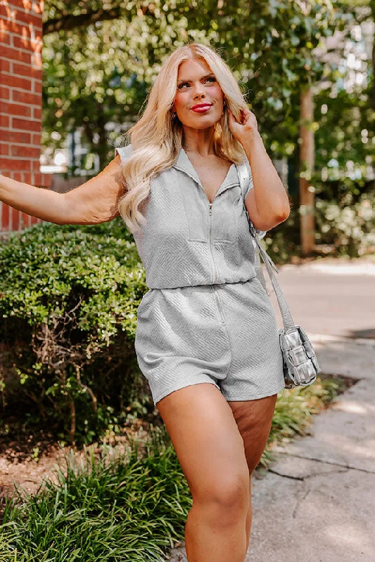 Coffee Run Cutie Romper in Grey Curves