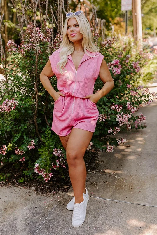 Coffee Run Cutie Romper in Pink Curves