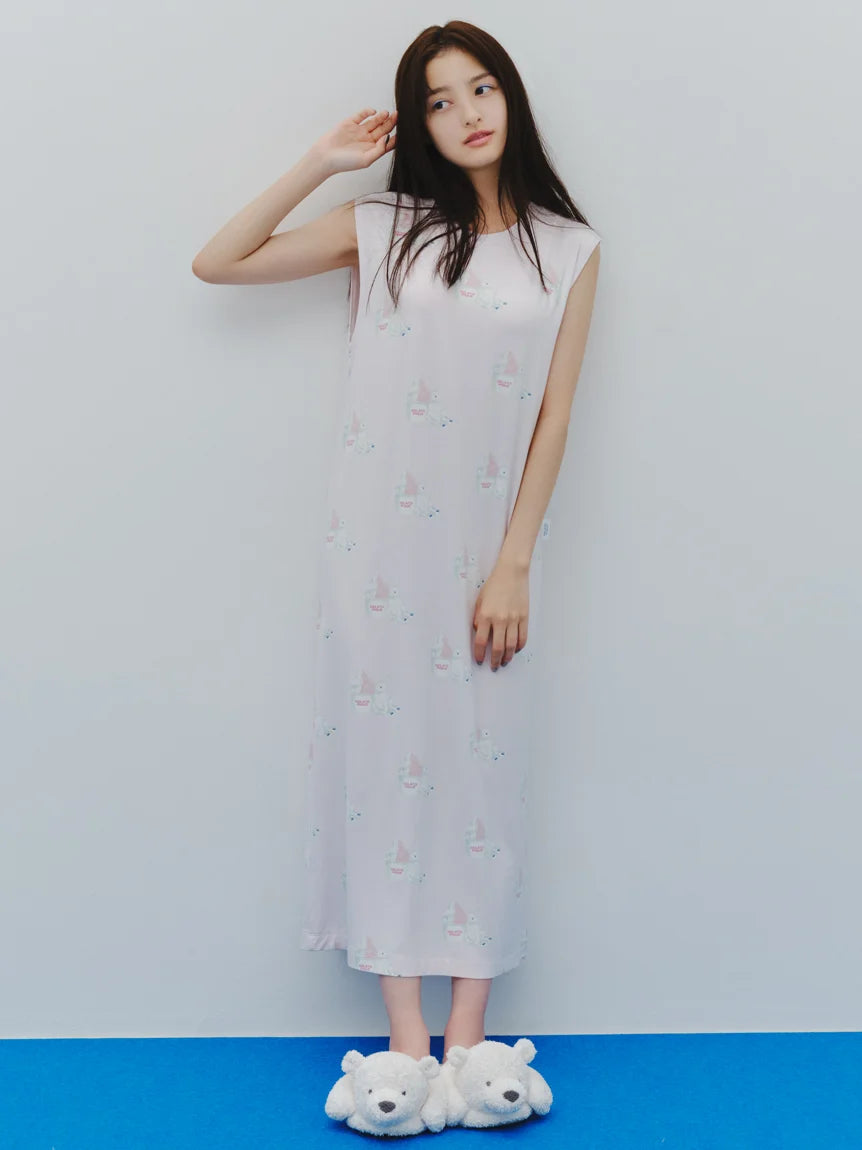 COOL Polar Bear Motif Sleeveless Maxi Dress