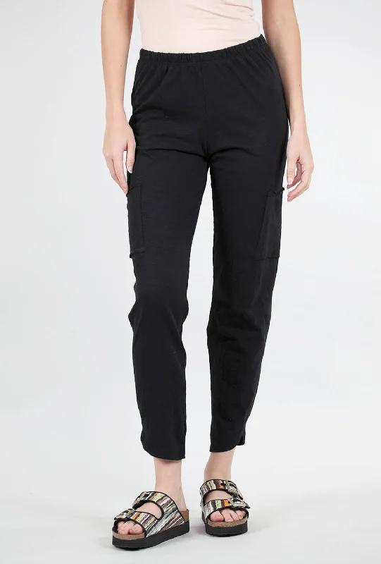 Cotton Slub Pocket Ankle Pant, Black