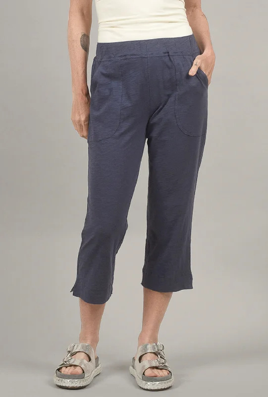 Cotton Slub Pocket Capri, Navy