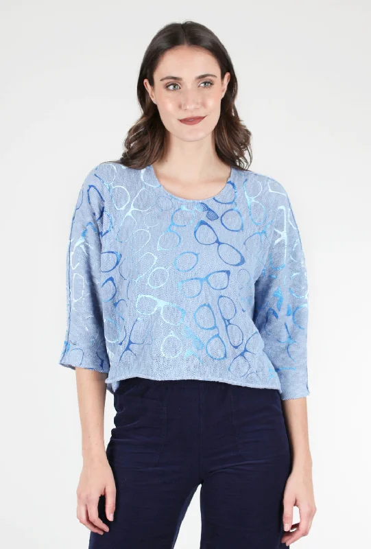 Louie Ombre Glasses Sweater, Blue