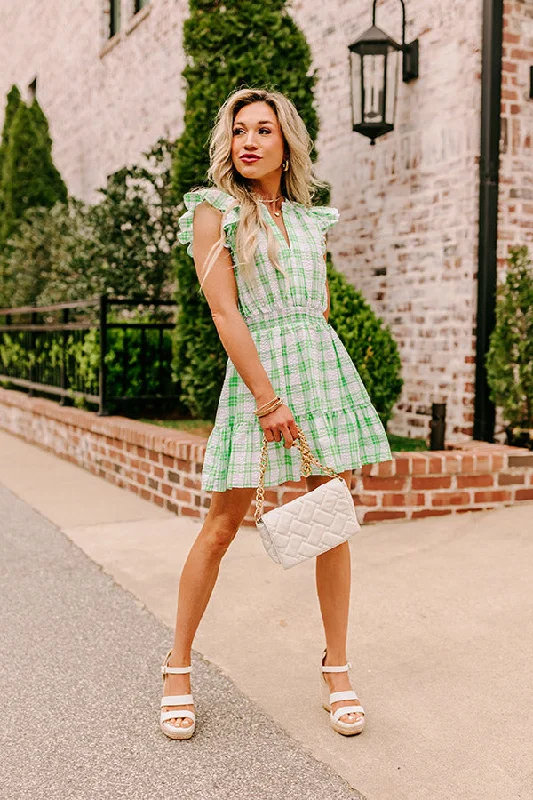 Parkside Picnic Gingham Romper in Lime