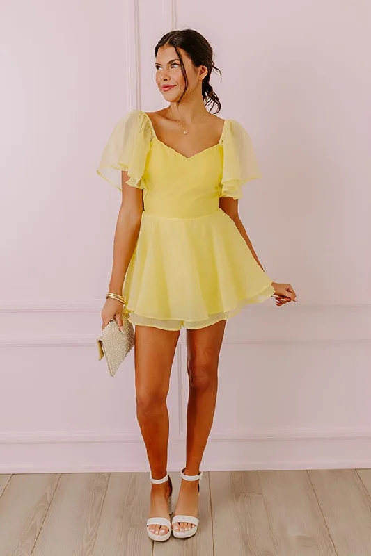 Spring Fling Organza Romper in Yellow