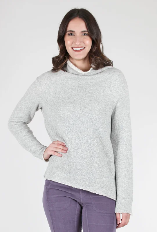 Tory Big Loop Mockneck Pullover, Heather Gray