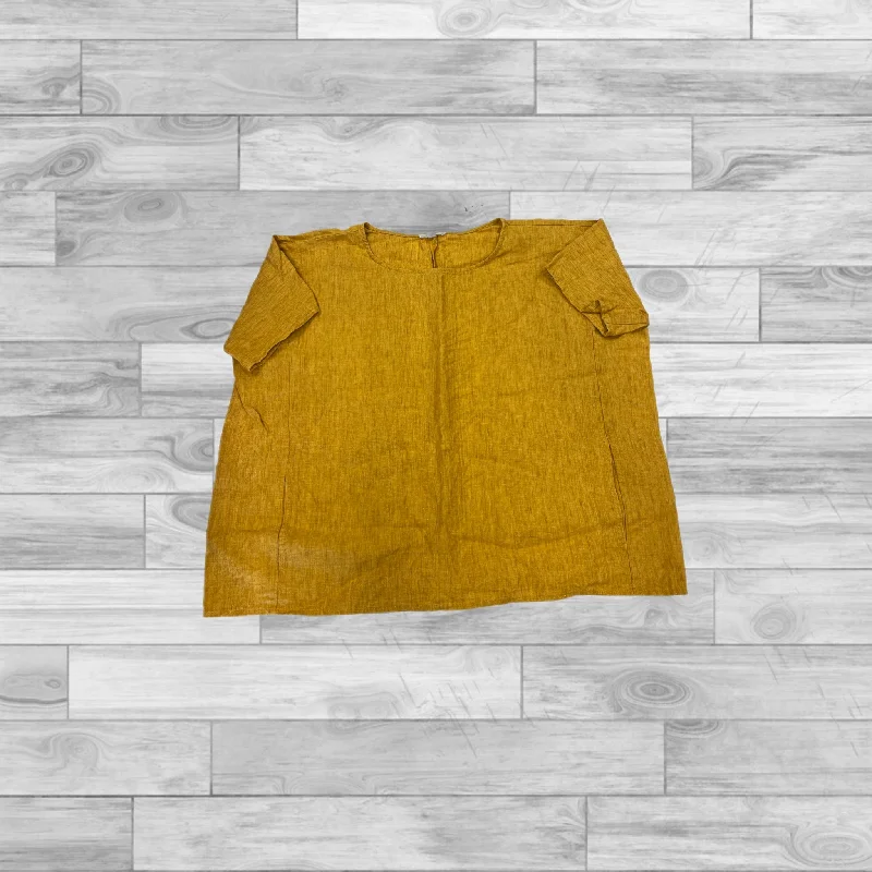 Top Short Sleeve By Eileen Fisher In Yellow, Size: L