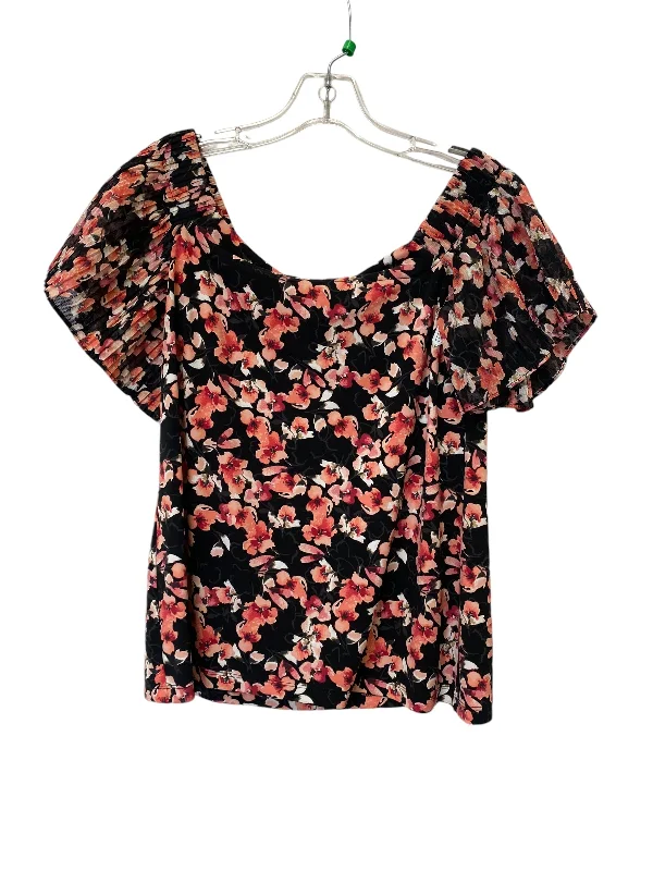 Top Short Sleeve By White House Black Market In Black & Pink, Size: S