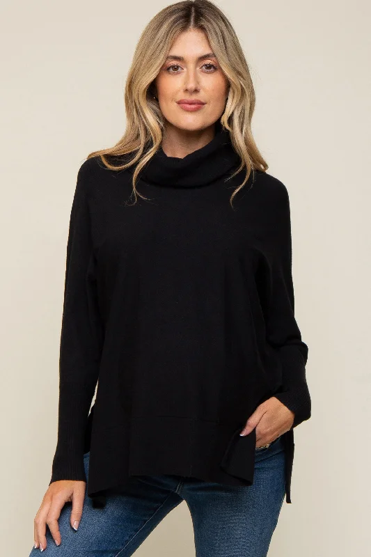 Black Cowl Neck Dolman Sleeve Maternity Sweater