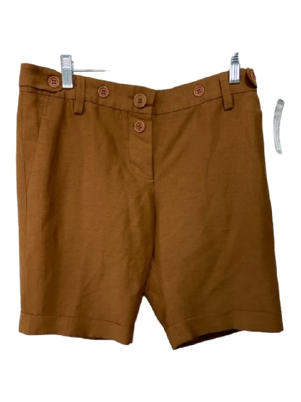 Chloe Size 38 Chestnut Brown Cotton Button Fly Low Rise Bermuda Cuffed Shorts