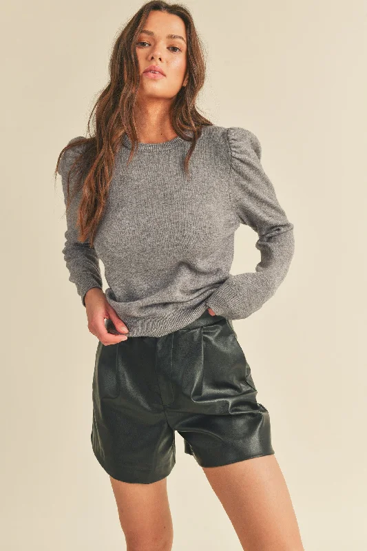 Grey Classic Crew Neckline Pullover