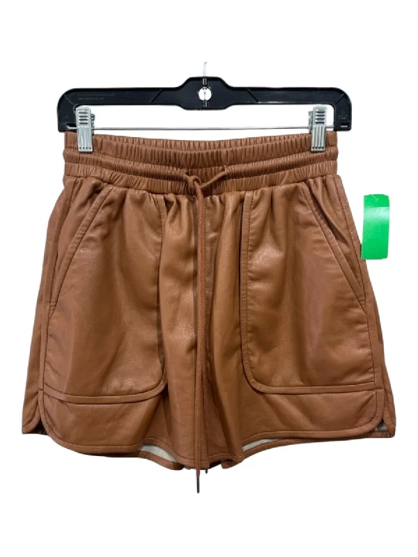 Joie Size 6 Brown Polyurethane Faux Leather Elastic Waist Pockets Shorts