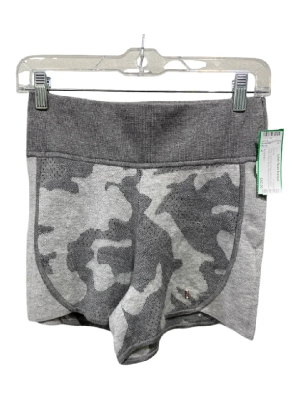 Kit and Ace Size 4 Gray Cashmere & Nylon Elastic Waist Camo Fabric Block Shorts