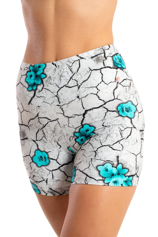 Mid-Rise Shorts, Blue Flower Pavement, Cool Form Light