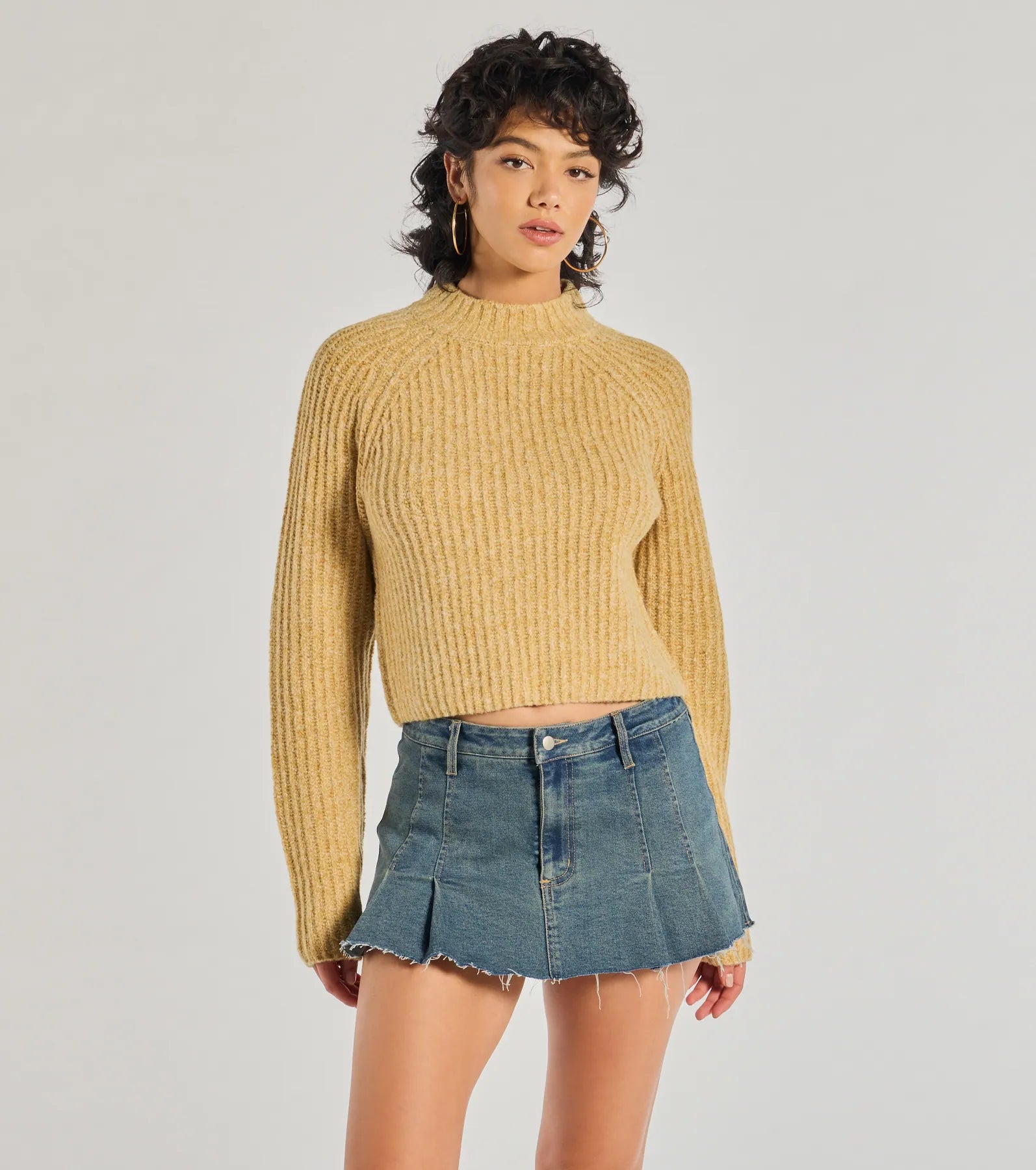 Stylishly Casual Mock Neck Knit Sweater