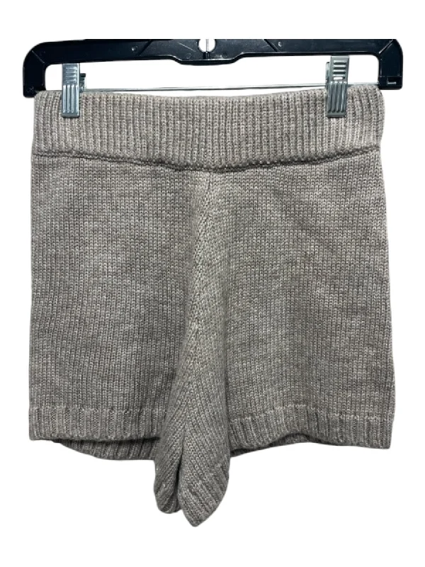 The Drop Size Small Taupe Acrylic Blend Elastic Waist Knit Shorts