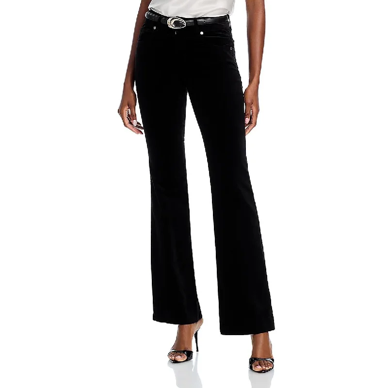 Womens High Rise Velvet Straight Leg Pants