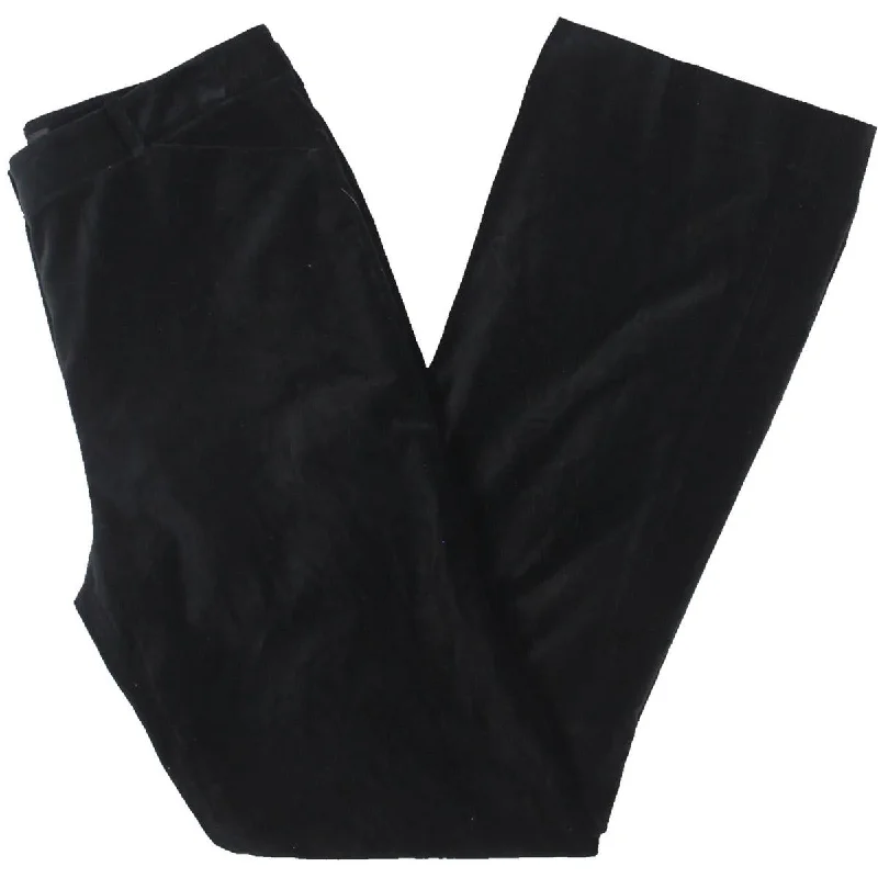 Womens Velvet Mid Rise Straight Leg Pants